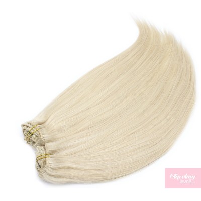 vos bout uitvinding 28 inch (70cm) Deluxe clip in human REMY hair - platinum blonde - Hair  Extensions Sale