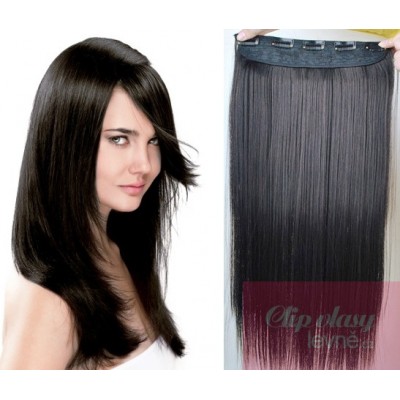 24 inches one piece full head 5 clips clip in kanekalon weft straight – natural black