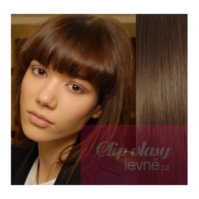 Clip in 100% human hair REMY bang - medium brown