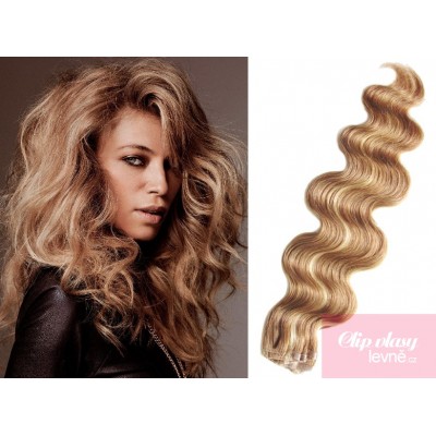 24 inch (60cm) Tape IN human REMY hair wavy - light blonde/natural blonde